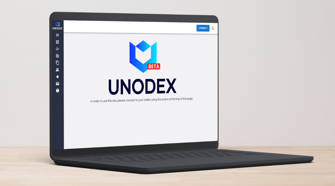 Unodex web app shown mocked up on a laptop